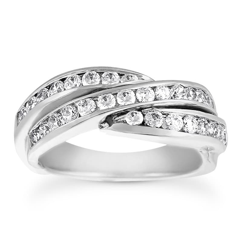 Ladies 14KT White Gold Platinum Round Diamond Wedding Band WB2087