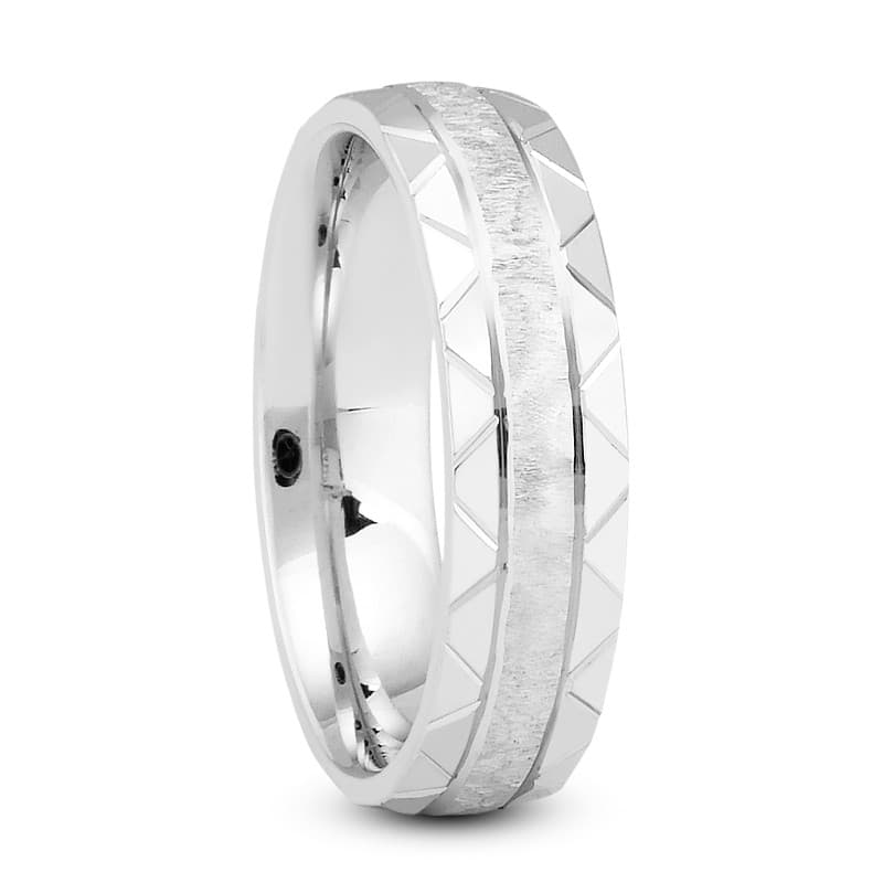 Mens 14KT White Gold Platinum Traditional Wedding Band M664