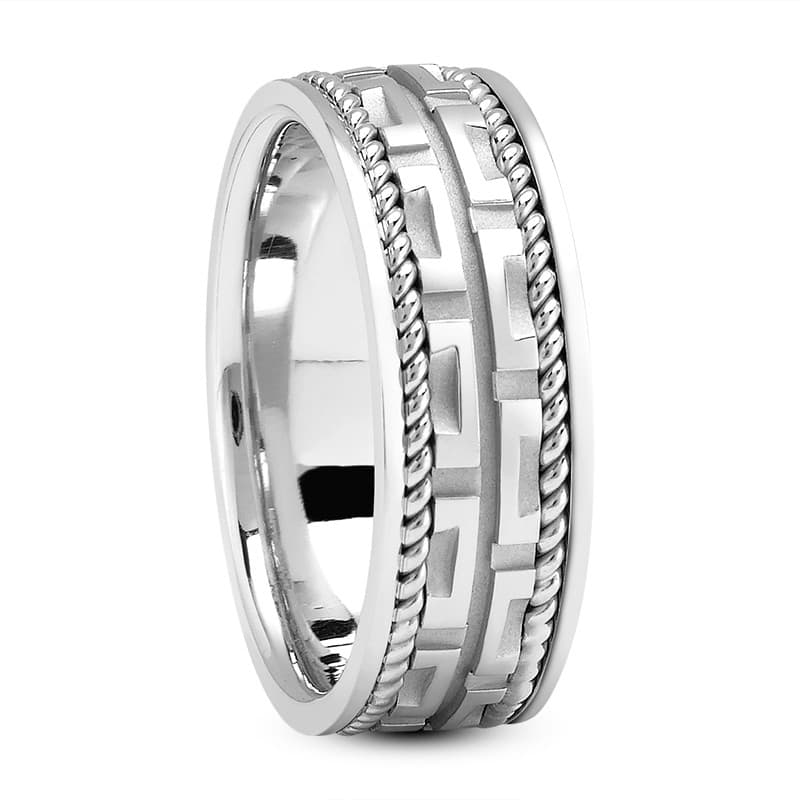 Ladies 14KT White Gold Platinum Traditional Wedding Band HM142