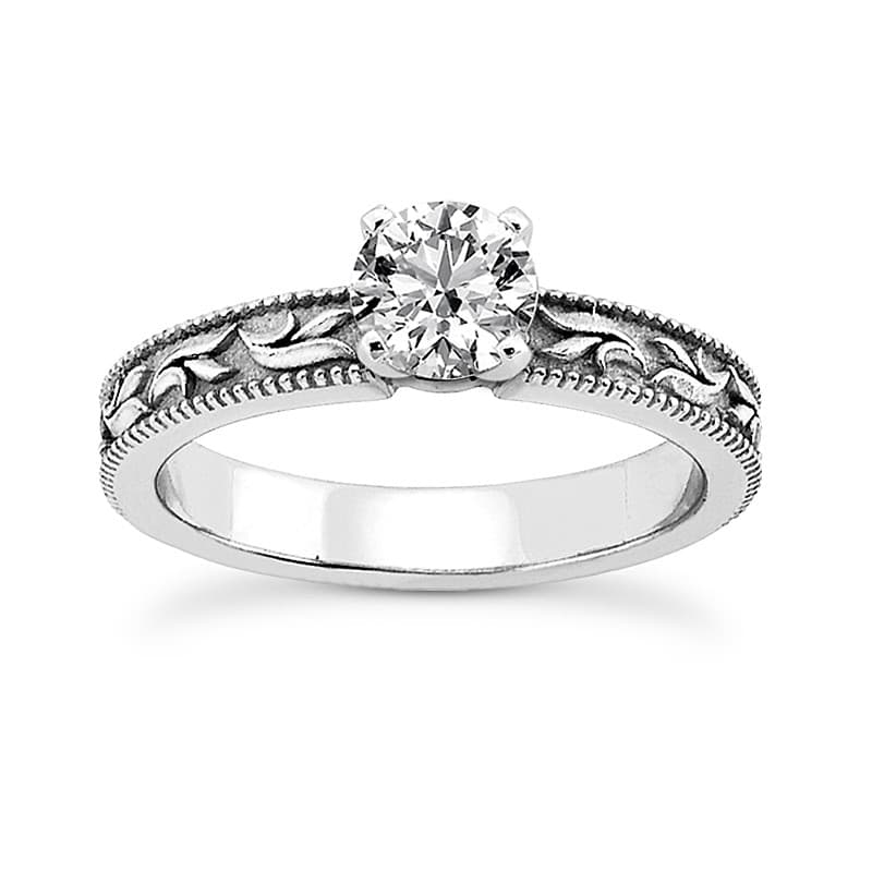 Ladies 14KT White Gold Platinum Solitaire Engagement Set ENS3634-A