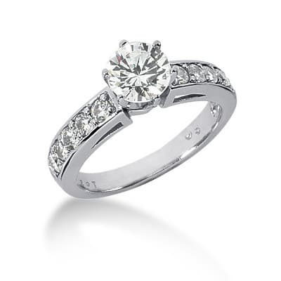 Ladies 14KT White Gold Platinum Fancy Engagement Set ENS746-A