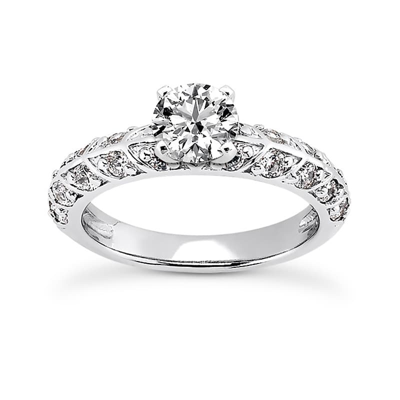 Ladies 14KT White Gold Platinum Antique Engagement Set ENS1477-A