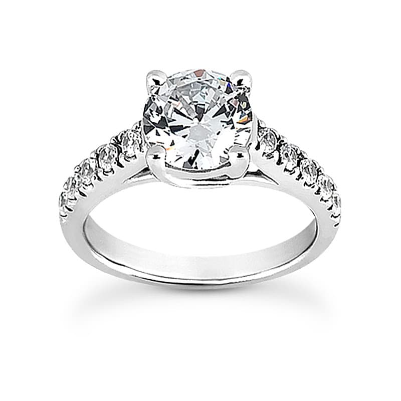 Ladies 14KT White Gold Platinum Fancy Engagement Set ENS989-A