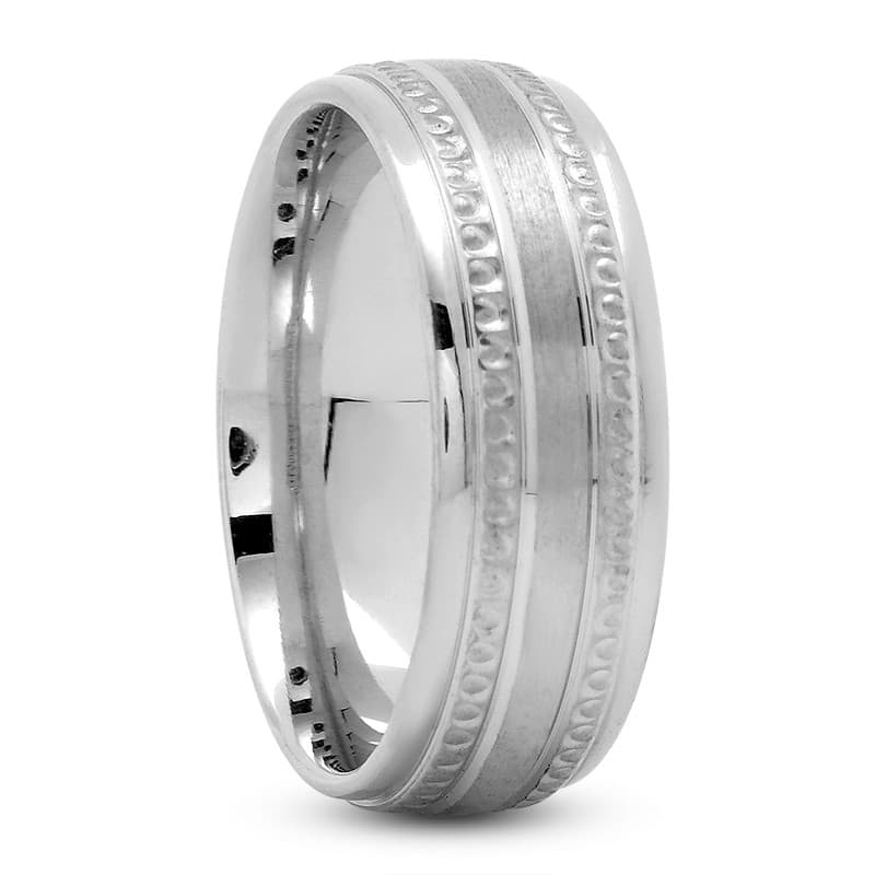 Mens 14KT White Gold Platinum Traditional Wedding Band M378