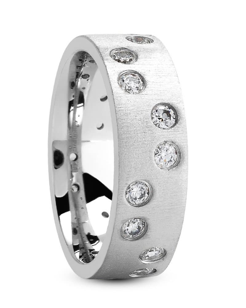 Ladies 14KT White Gold Platinum Traditional Wedding Band DB1019-RD
