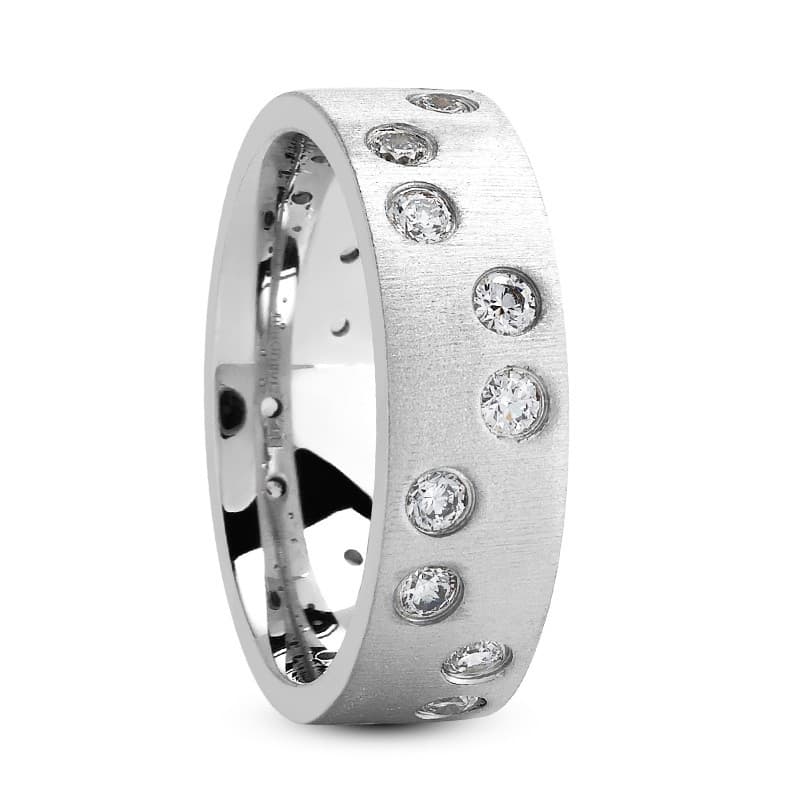 Ladies 14KT White Gold Platinum Traditional Wedding Band DB1019-RD