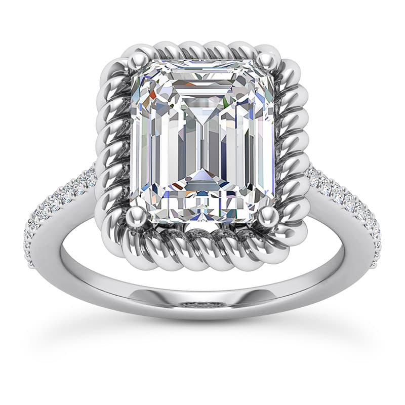 Ladies 14KT White Gold Platinum Emerald Diamond Engagement Rings ENR9848-10x8-EC