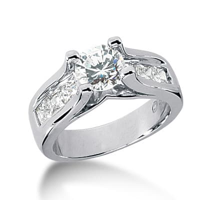 Ladies 14KT White Gold Platinum Fancy Engagement Ring ENR1046