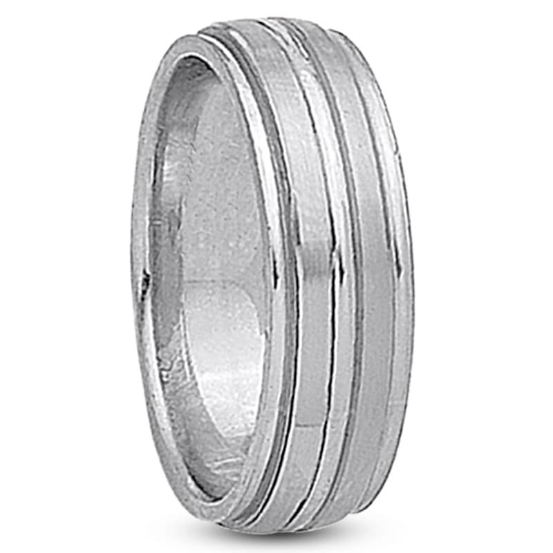 Mens 14KT White Gold Platinum Traditional Wedding Band M256