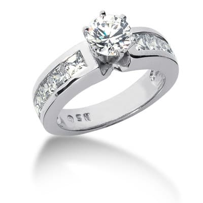 Ladies 14KT White Gold Platinum Fancy Engagement Set ENS507-A