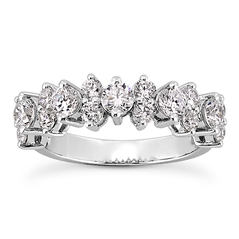 Ladies 14KT White Gold Platinum Round Diamond Wedding Band WB1594