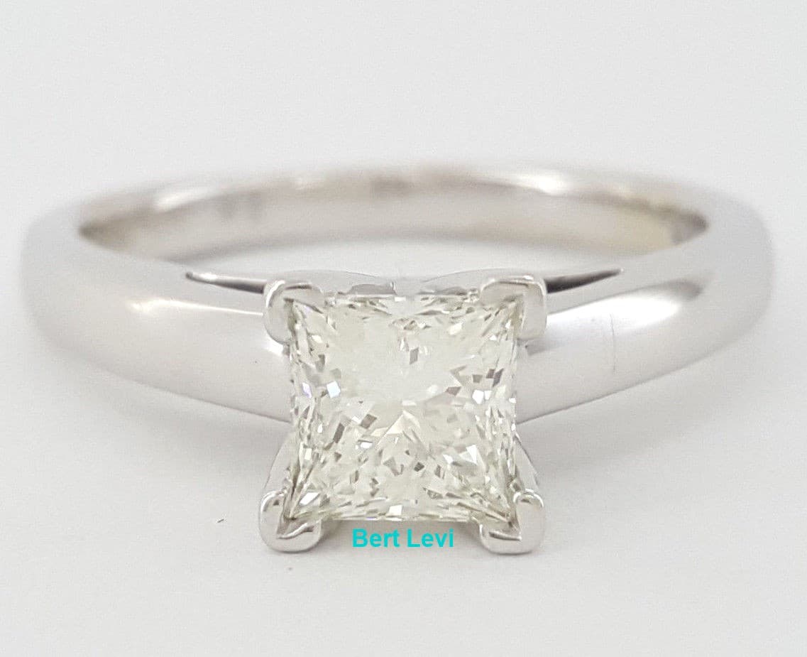 0.82 ct 14K & Platinum Leo Princess Diamond Solitaire Engagement Ring GSI