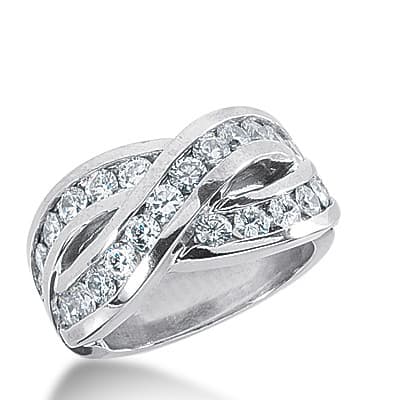 Ladies 14KT White Gold Platinum Round Diamond Wedding Band WB1315