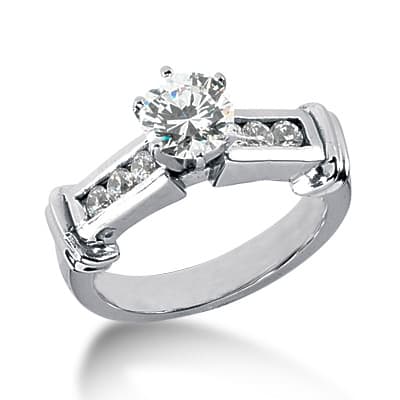 Ladies 14KT White Gold Platinum Fancy Engagement Ring ENR1102
