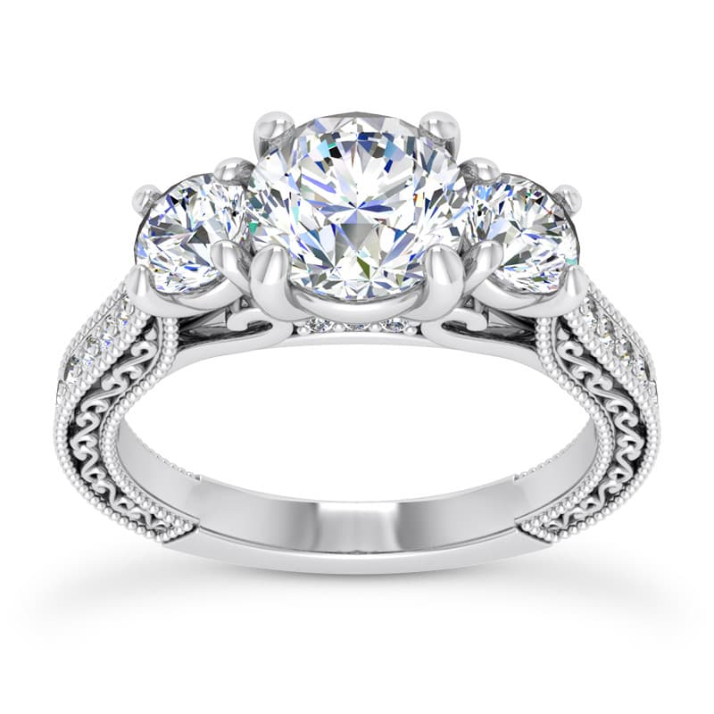 Ladies 14KT White Gold Platinum Round Diamond Engagement Sets ENS2303-A