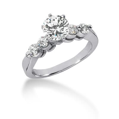 Ladies 14KT White Gold Platinum Fancy Engagement Set ENS437-A