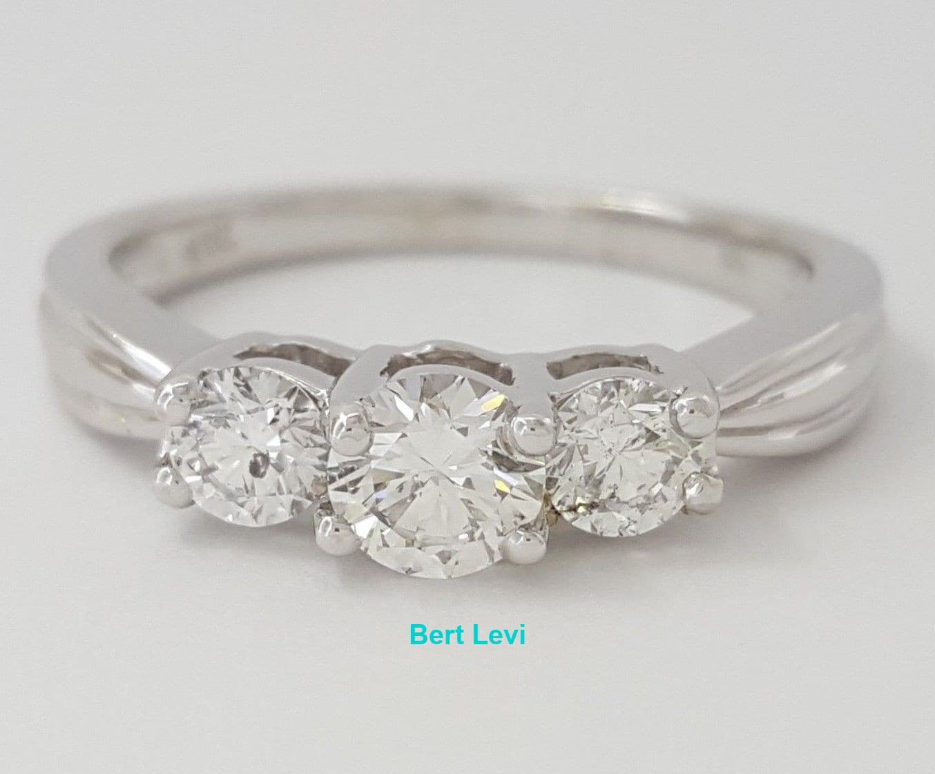0.75 ct 14K White Gold Three-Stone Round Brilliant Cut Diamond Engagement Ring