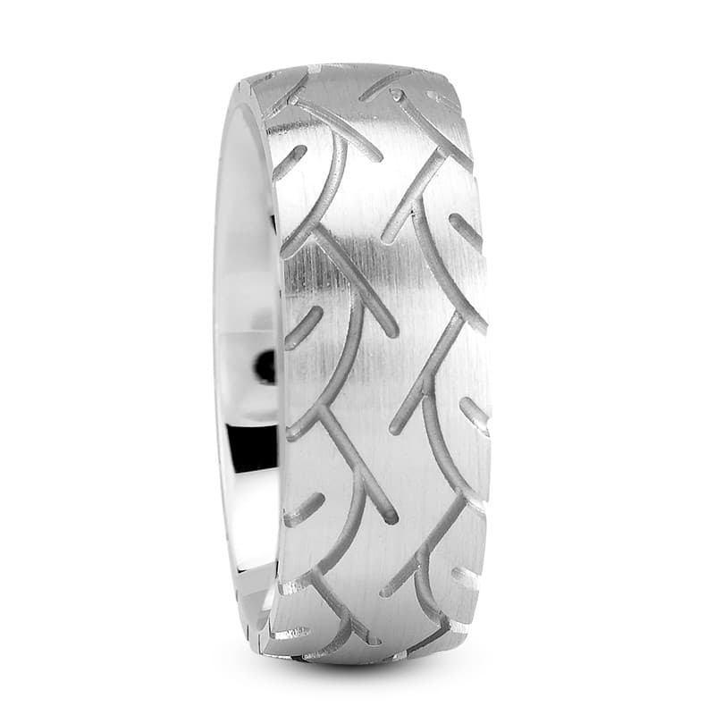 Mens 14KT White Gold Platinum Traditional Wedding Band M804