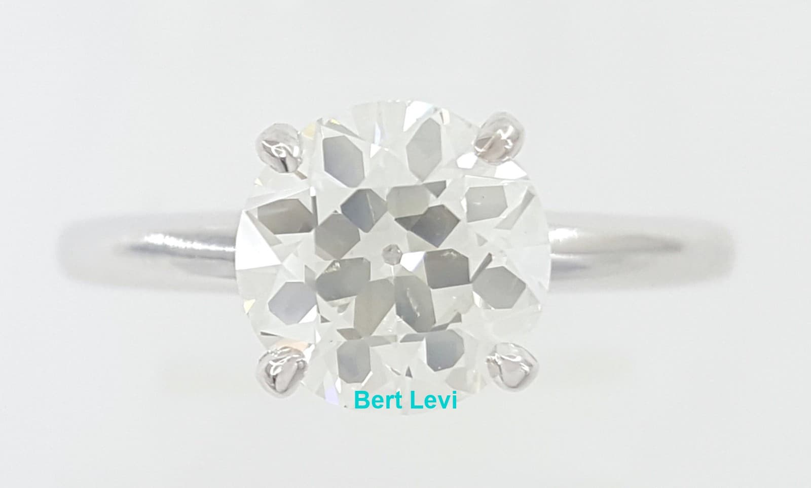 Antique Old European Cut Diamond Solitaire Engagement Ring 1.87 ct 14k W Gold
