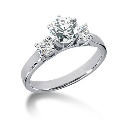 Ladies White Gold Platinum Round Diamond Three Stones Engagement Ring ENR532