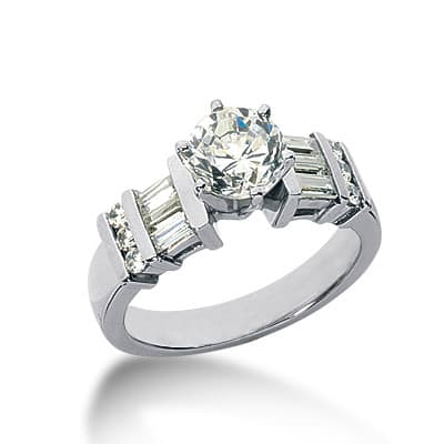 Ladies 14KT White Gold Platinum Fancy Engagement Ring ENR115