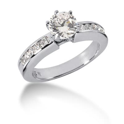 Ladies 14KT White Gold Platinum Fancy Engagement Set ENS508-A