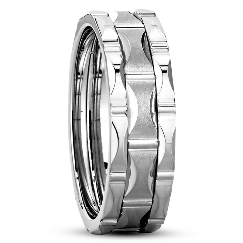 Ladies 14KT White Gold Platinum Traditional Wedding Band HM7007