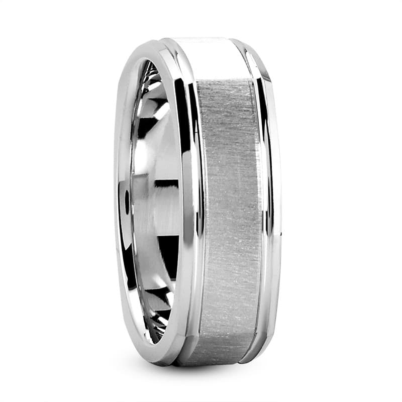 Mens 14KT White Gold Platinum Traditional Wedding Band MSQ457