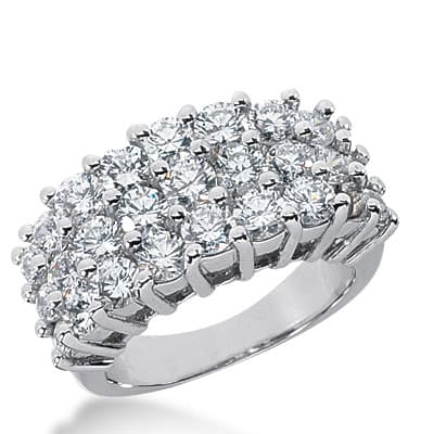 Ladies 14KT White Gold Platinum Round Diamond Wedding Band WB2387