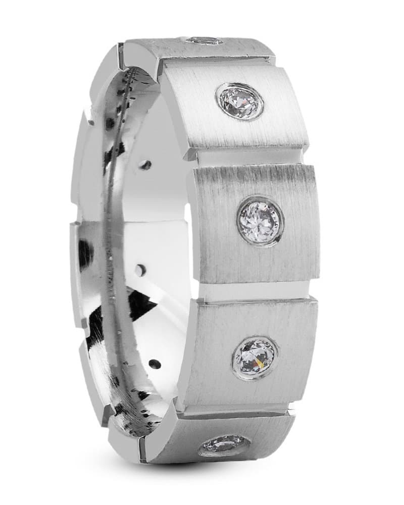 Ladies 14KT White Gold Platinum Traditional Wedding Band db1005
