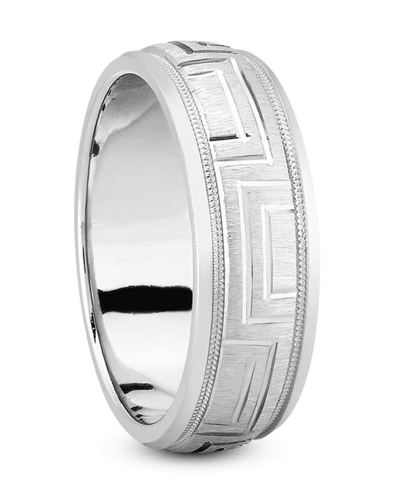 Mens 14KT White Gold Platinum Traditional Wedding Band M1022