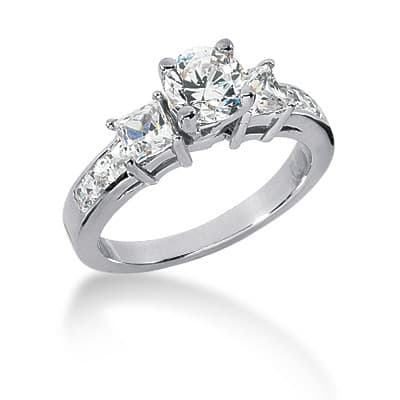Ladies 14KT White Gold Platinum Fancy Engagement Set ENS205-A
