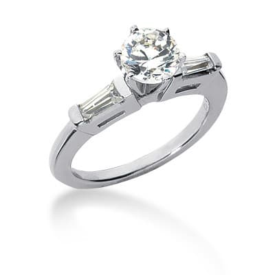 Ladies 14KT White Gold Platinum Tailored Engagement Set ENS641-A