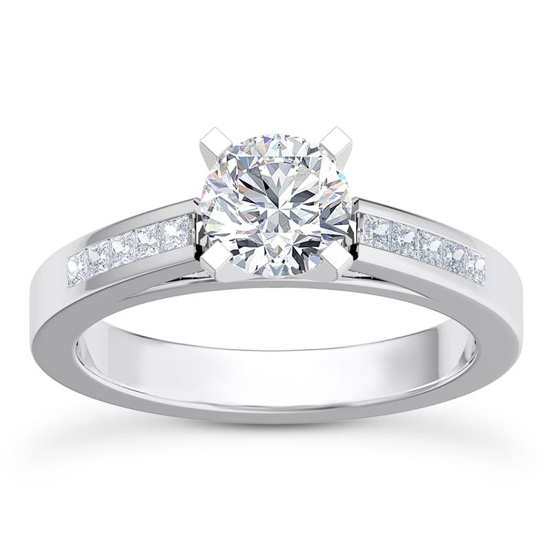 Ladies White Gold Platinum Princess Diamond Tailored Engagement Set ENS1780-A