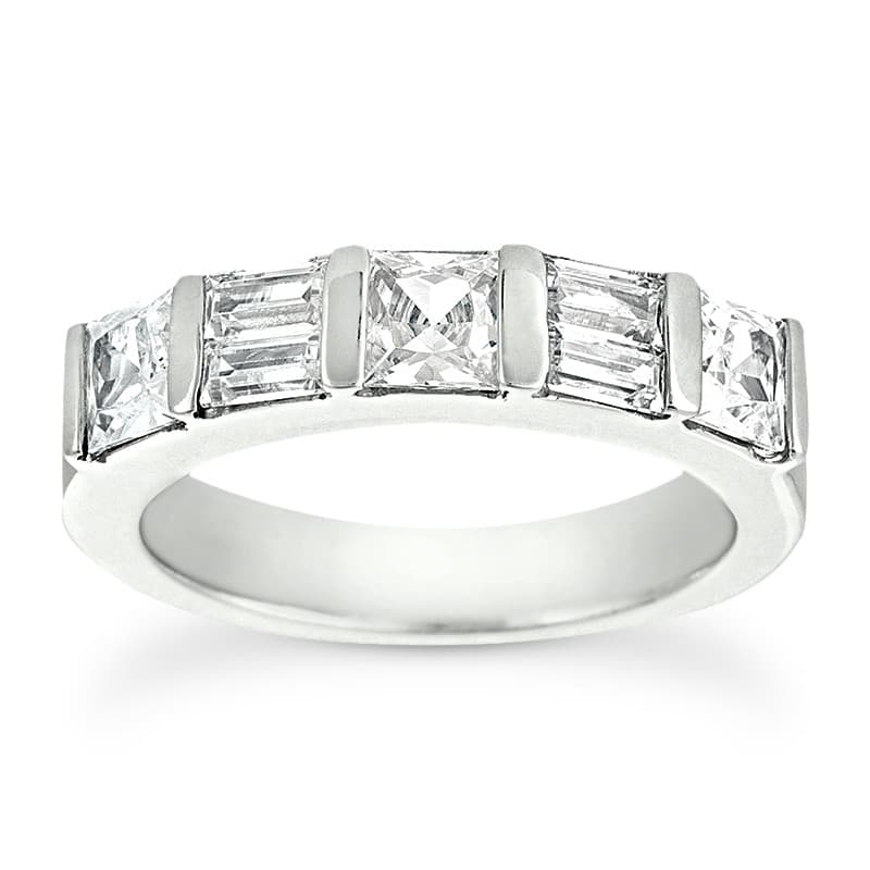 Ladies 14KT White Gold Platinum Diamond Wedding Band WB1038