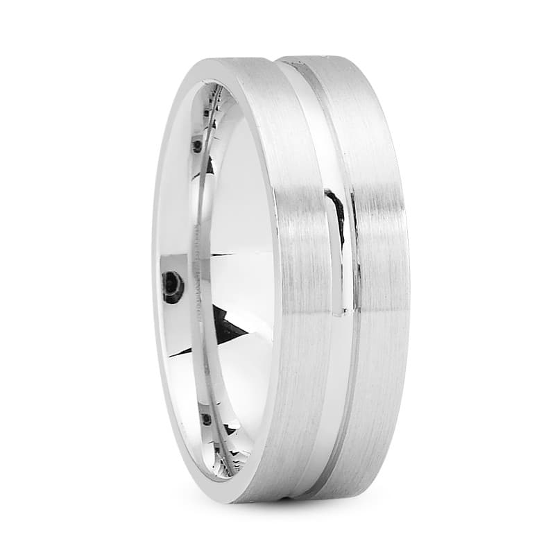 Ladies 14KT White Gold Platinum Traditional Wedding Band LWM257