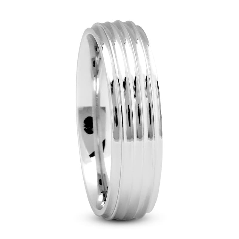 Mens 14KT White Gold Platinum Traditional Wedding Band M560
