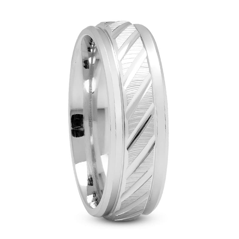 Mens 14KT White Gold Platinum Traditional Wedding Band M1094