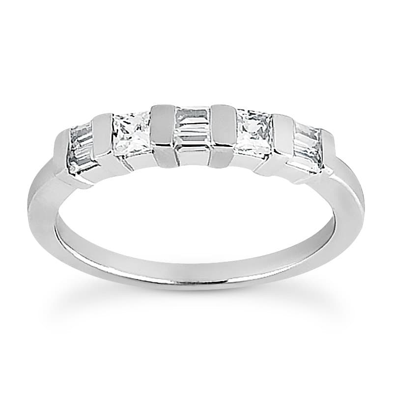 Ladies 14KT White Gold Platinum Diamond Wedding Band WB1819