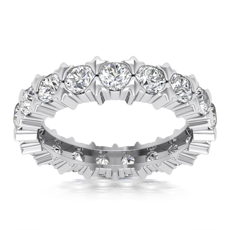 Ladies 14KT White Gold Platinum Round Diamond Eternity Wedding Band EWB545-10-4