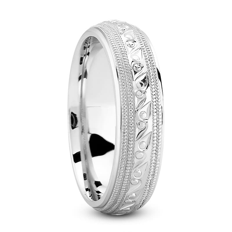 Mens 14KT White Gold Platinum Traditional Wedding Band M642