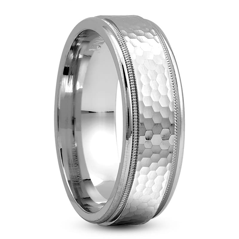 Mens 14KT White Gold Platinum Traditional Wedding Band M154