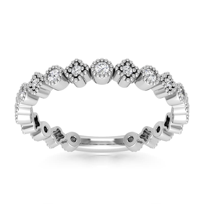 Ladies 14KT White Gold Platinum Diamond Wedding Band WB5376
