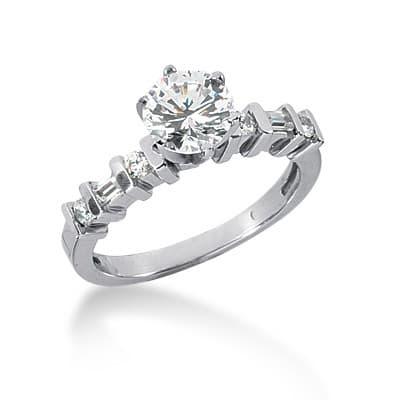 Ladies 14KT White Gold Platinum Tailored Engagement Set ENS172-A