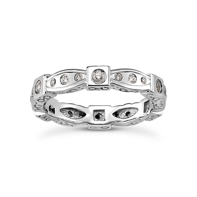 Ladies 14KT White Gold Platinum Eternity Wedding Band EWB221-4