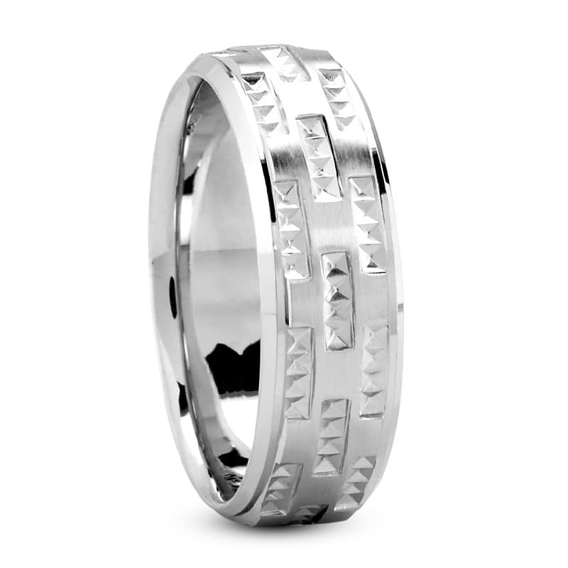 Mens 14KT White Gold Platinum Traditional Wedding Band M1069