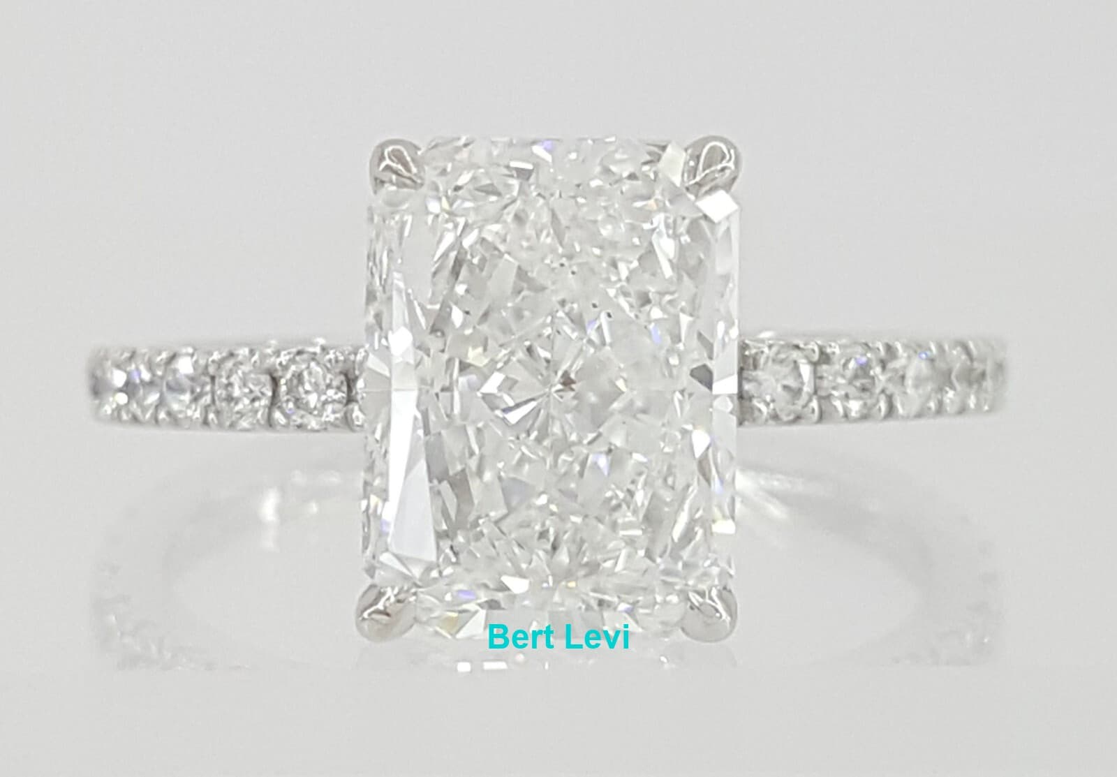 Rectangular Radiant Cut Plat 3.51 ct Diamond Engagement Ring GIA D/SI1 Rt $110k