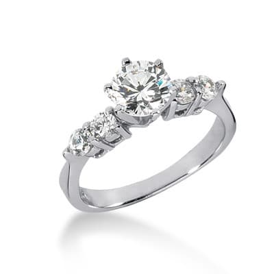 Ladies 14KT White Gold Platinum Fancy Engagement Set ENS255-A