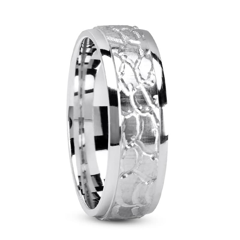 Mens 14KT White Gold Platinum Traditional Wedding Band M8031-WHITE-W6.5MM-10
