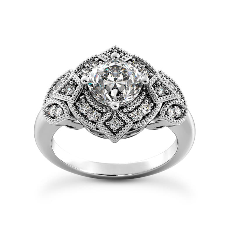 Ladies 14KT White Gold Platinum Fancy Engagement Ring ENR9581